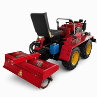 Tracteur agricole 4x4 avec rotoculteur et lame de bulldozer pour champs secs, vergers, vignobles et serres