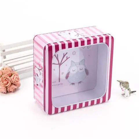 Жестяная коробка с логотипом на заказ, коробка для печенья, конфет, шоколада, жестяная коробка с окном из ПВХ