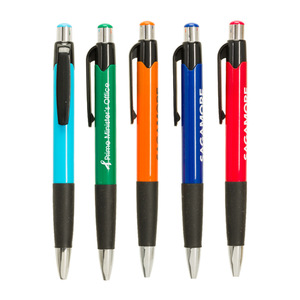 Bolígrafo barato para papelería y útiles escolares, bolígrafo de plástico blanco con logotipo promocional personalizado y agarre de goma suave - Product Image 5