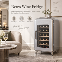 Réfrigérateur à vin rétro Minghou OEM, refroidisseur à vin vintage, finition argentée, armoire personnalisée pour la décoration d'hôtels de charme