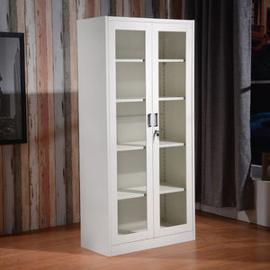 Armoire de bureau moderne en métal et acier avec porte en verre et serrure à clé pour le stockage sécurisé des outils Hôtel et chambre à coucher - Product Image 2