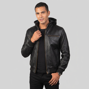 Chaqueta Bomber de Cuero PU Estilo Vintage con Textura Rugosa, Mangas Completas, Cremallera Metálica, Diseño Personalizable - Product Image 1