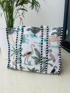 Handcrafted Block Printed Organic Cotton Tote Bag Bohemian Pattern Everyday Handbag - Product Image 2