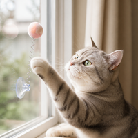 Jouet interactif pour chat à 2 niveaux avec boule mobile, design classique et écologique