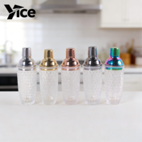 Shaker Boston en verre avec couvercle en acier inoxydable pour mélanger les boissons, outil de barman avec shaker en verre pour glace pilée