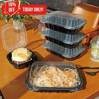 Boîtes jetables pour la restauration, contenants alimentaires en plastique compatibles micro-ondes, boîtes à lunch avec couvercle, emballages pour salades, pizzas, hamburgers, nouilles