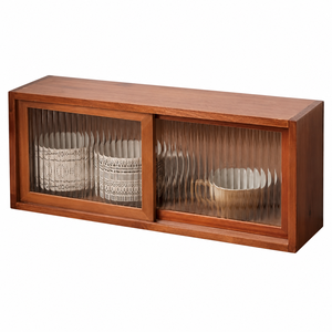 Custom Retro Solid Wood <b>Tea</b> Cup Storage Cabinet Japanese Cosmetics Desktop <b>Box</b> Dust-proof Figurine Display From Top Manufacturer - Product Image 1