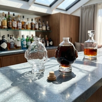 Bouteille à liqueur en verre cristal de 950 ml à grande capacité, motif visage en relief, personnalisable avec logo, idéale pour le stockage du whisky et du vin de fruits – Meilleure vente