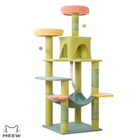 Arbre à chat en forme de fleur avec griffoir en sisal, plateformes multi-niveaux et hamac en tissu peluche doux résistant à l'usure