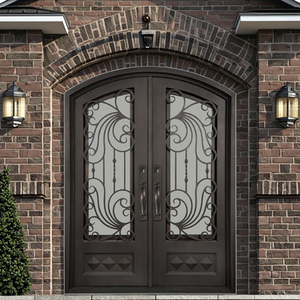 FD-578 Entry <strong>Door</strong> Better Than Wooden Iron Glass Finished Steel Outdoor <strong>Rustic</strong> Design Swing Open Style with Lock Hardware - Product Image 3