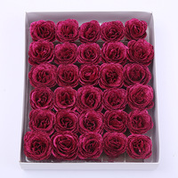 QY Bouquet de roses scintillantes pour la Saint-Valentin et les mariages, Matériaux DIY, Fleurs artificielles de 7 cm, Têtes de fleurs en poudre dorée effet cristal éternel