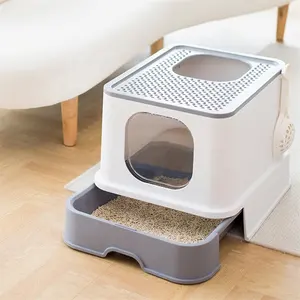 Good Sell Cat Litter Box Large Top Entry Anti-Splashing Litter Box With Lid Enclosed Plastic Cat Litter Box For Amazon