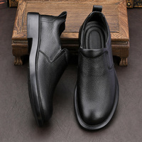 Chaussures décontractées en cuir véritable pour hommes, chaussures habillées à enfiler en cuir souple pour l'automne et l'hiver, confortables pour le bureau et le quotidien
