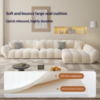 Ensemble de canapés en tissu anti-griffures pour chat, style crème pétale, avec structure en bois massif, rembourrage en latex naturel, chaise longue d'angle incurvée pour salon et chambre