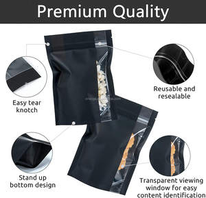 Sacs <span class=keywords><strong>de</strong></span> rangement réutilisables noirs, 50 pièces, fenêtre <span class=keywords><strong>de</strong></span> vision verticale, avec pratique sur pied, anti-odeurs, 5x7 pouces - Product Image 3