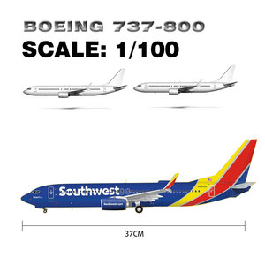 โมเดลเครื่องบินเรซิ่นโบอิ้ง <span class=keywords><strong>B737</strong></span> สายการบินเซาท์เวสต์ ขนาด 1/100 ยาว 37 ซม. พร้อมไฟ LED ที่ล้อจับพื้น ของสะสมสำหรับเทศกาลคริสต์มาส - Product Image 3