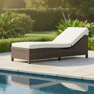 Sedia a Sdraio da Esterno in Vimini con Cuscino e Rivestimento in Spugna per Patio e Spiaggia - Product Image 1