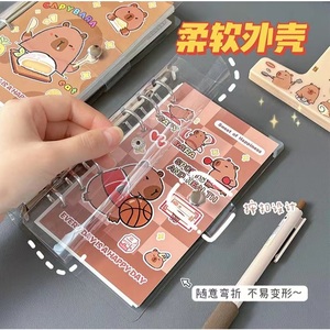 80 fogli di cartone animato capibara raccoglitore foglie sciolte taccuino Kawaii 6 anelli Biner Planner Mini Notebpad Diaryjournal taglio Planner - Product Image 2