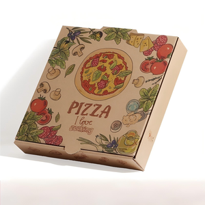 Caja de pizza Logotipo personalizado Caja de papel de grado alimenticio de dibujos animados elegante con logotipo Tienda de pizza Caja de embalaje de alimentos - Product Image 4