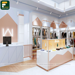 Mueble de Exhibición para Tienda de Moda de Lujo, Panel de Pared para Exhibición de Ropa, Mostrador de Caja, Espejo, Iluminación, Armario - Product Image 1