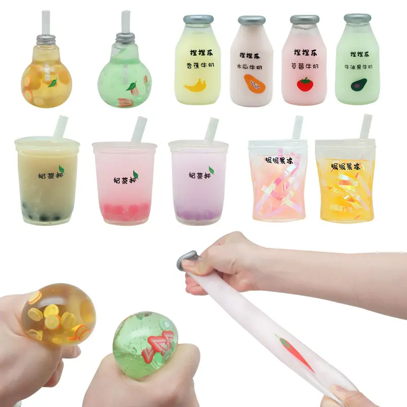 Cute Stress Toy Anxiety Relief Funny Bubble Sensory Squeeze Anti-stress Soft Toy Bulb Fruit Cup Squeeze Toy
