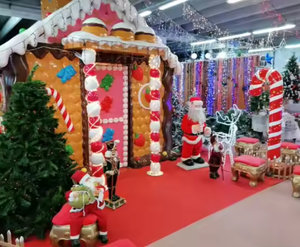 Centre commercial extérieur décorations <span class=keywords><strong>de</strong></span> noël plus grandes figurines en fibre <span class=keywords><strong>de</strong></span> verre village <span class=keywords><strong>de</strong></span> noël <span class=keywords><strong>maison</strong></span> en pain d'épice - Product Image 1
