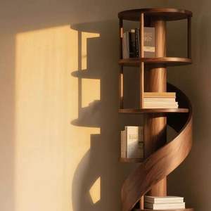 Étagère de rangement, présentoir dentaire, étagère Bogu en noyer noir, bibliothèque domestique, étagère d'angle pour salon, étagère de rangement sur pied - Product Image 6