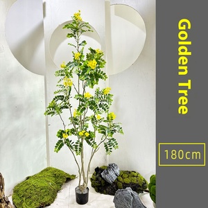 Albero Artificiale a Forma di Pagoda su Larga Scala, Fiore in PVC Morbido Ecologico, Pianta in Vaso <span class=keywords><strong>Verde</strong></span> e Gialla per Interni/Esterni - Product Image 4