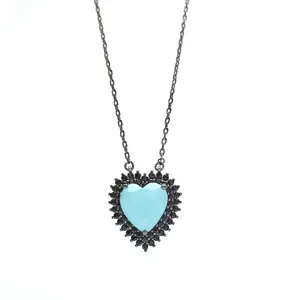 Ожерелье с подвеской в форме сердца из хрустального циркония, ювелирные изделия, женское ожерелье на цепочке до ключиц, подарок, оптовая продажа с фабрики, латунное ожерелье в форме сердца