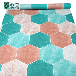 PVC plástico antideslizante suelo rollo pelar y pegar piso azulejo calcomanía Rosa interior piso vinilo calcomanía pegatina - Product Image 3