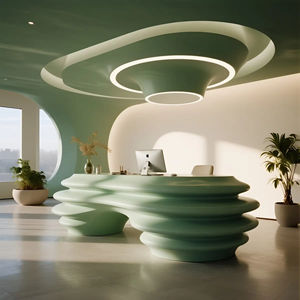 โต๊ะต้อนรับทรงคลื่นสีขาวเรียบหรู เหมาะสำหรับสร้างความประทับใจแรกที่โดดเด่นในสภาพแวดล้อมสำนักงาน - Product Image 3