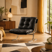 Fauteuil d'appoint moderne et minimaliste, capitonné, durable, dossier haut, assise rembourrée, pieds en métal, revêtement en velours, pour salon, hôtel, maison