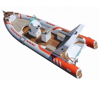 Bateau pneumatique de luxe en fibre de verre HAOHAI RIB760 certifié CE, 7,6 m, avec moteur hors-bord, capacité maximale de 13 personnes, 7 compartiments.