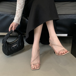 Sandalias Elegantes Francesas con Punta Cuadrada y Tira Delgada para Mujer, Tacón Alto Romano, Nuevas Sandalias de Verano 2026, Zapatos de Vestir Diarios para Mujer - Product Image 2