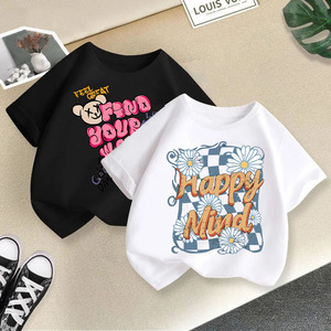 T-shirt in cotone a maniche corte stampata con cartoni animati per bambina, nuovo stile 2026, top estivo traspirante alla moda per bambini - Product Image 2