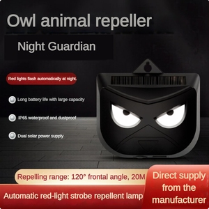 Repellente Solare Impermeabile per Animali a Forma di Gufo con Luce Infrarossi e Flash Bianco - Funzionamento Notturno Automatico per Ratti, Gatti, Cani - Product Image 1