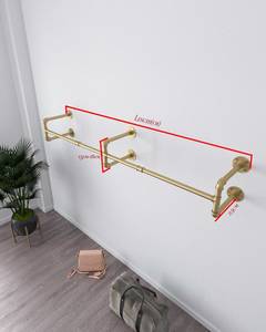 Black <strong>Wall</strong> Mounted Hanging Pipe <strong>Clothes</strong> Rack <strong>Rail</strong>, Garment <strong>Clothes</strong> Hanging Rack for <strong>Clothes</strong> - Product Image 4