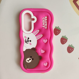 เคสซิลิโคน3D ลายคลื่นขอบสีน้ำตาล <span class=keywords><strong>cony</strong></span> รักกันน้ำสำหรับผู้หญิง iPhone 16 Pro Max - Product Image 5