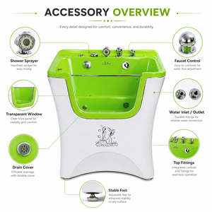 Bac de toilettage vétérinaire compact en acrylique blanc, ergonomique, pour petits <span class=keywords><strong>animaux</strong></span>, idéal avant la chirurgie - Product Image 4