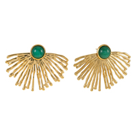 Boucles d'oreilles bijoux en acier inoxydable plaqué or 18 carats à la mode pour dames boucle d'oreille turquoise non allergisée de haute qualité