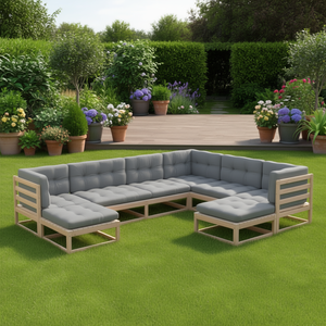Set Lounge da Giardino Modulare in Legno di Pino Massiccio Naturale, Arredamento da Esterno con Capacità 10+ Posti, Design Contemporaneo - Product Image 2