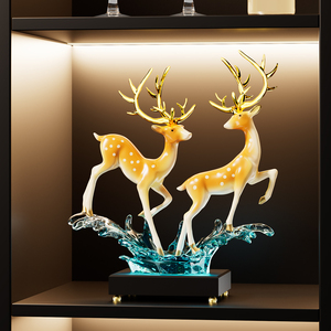 Ornement en résine en forme de cerf à bois dorés pour le salon, le meuble TV, cadeau de pendaison de crémaillère, décoration - Product Image 5