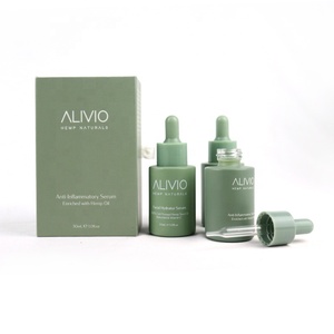 Glass oil bottles with packaging tincture round bottles with dropper serum bottle box packaging and label