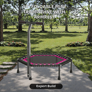 Mini Trampolín Plegable de 50 Pulgadas, Trampolín de Ejercicio y Fitness con Manillar Ajustable para Adultos y Niños, Uso Doméstico - Product Image 2