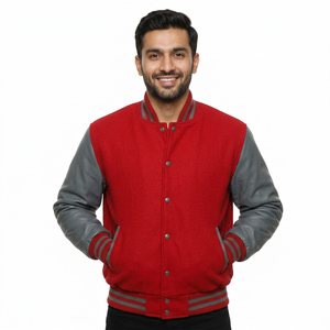 Blouson de baseball style universitaire pour homme, coupe oversize, en toile, avec fermeture à boutons, coupe-vent et doublure polaire, du fabricant pakistanais - Product Image 1