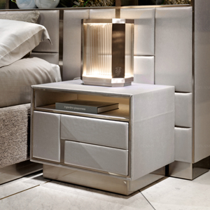 Contemporary Metal <b>Mirrored</b> Leather Bedroom Furniture Minimalism Style Luxury Night Stand VLIPE-BST-05-BELOVED Luxury Night Stan - Product Image 5