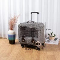 Valise de transport pour chat en plastique, portable, avec roulettes, boîte de voyage pour animaux, lit pour chat, cage de voyage pour voiture, cage à chat créative à poignée, 5 kg
