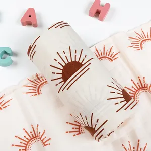 Venda por atacado personalizado super macio recém-nascido, bebê crianças algodão de bambu jogar musselina swaddle envoltório cobertores