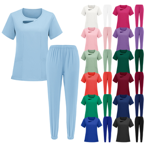 <b>Uniforms</b> Sets Short Sleeve V-Neck Stretch Feminine for Beauty Salon Hairdressing Work and Salons - Product Image 1