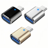 Alliage d'aluminium LED Type-C OTG USB Type C Mâle vers USB A Femelle Adaptateur Convertisseur Pour Macbook samsung Android IOS Iphone OTG
